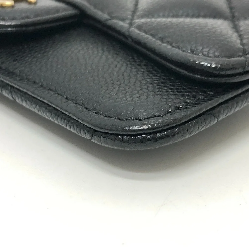 CHANEL Black Caviar Leather Logo Wallet